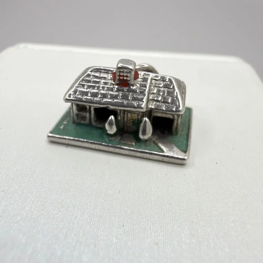 Vintage Sterling Silver‎ and Enamel House Charm/Pendant!